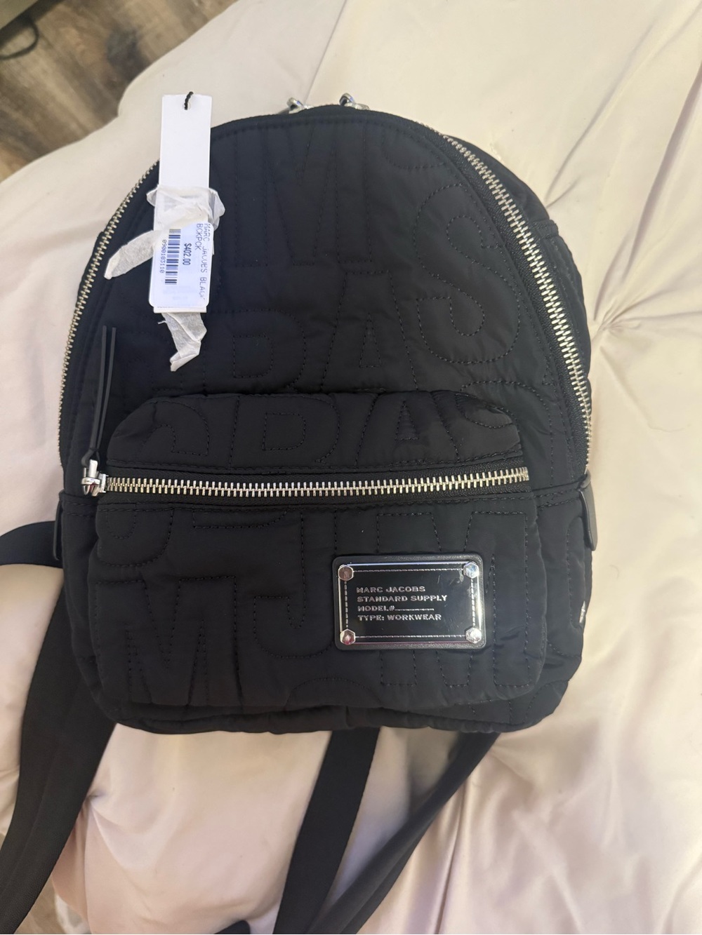 Marc Jacobs Black Quilted Mini Backpack with Silver Hardware